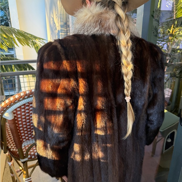 100% real Mink full length coat fox details mink fur coat - Picture 15 of 15